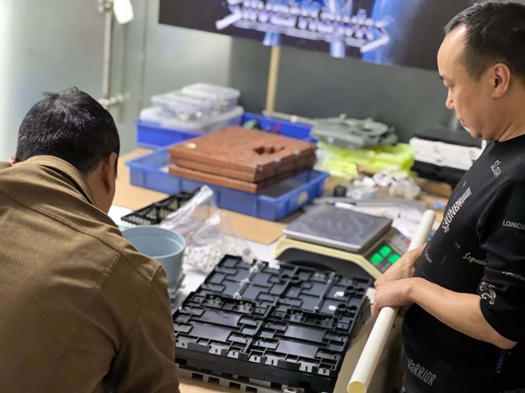 Factory workshop with production and quality checks